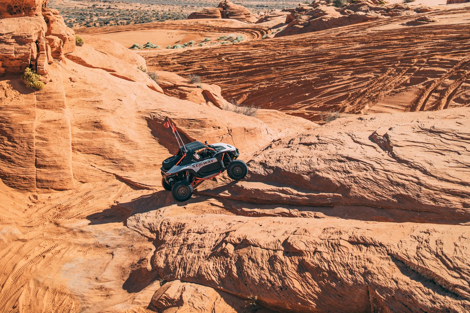 Red rock all the way down. Sand Hollow, Utah.